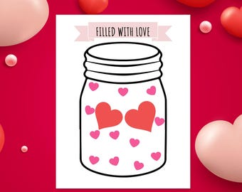 Valentine's gift| Jar of Love Print illustration (Digital printable)