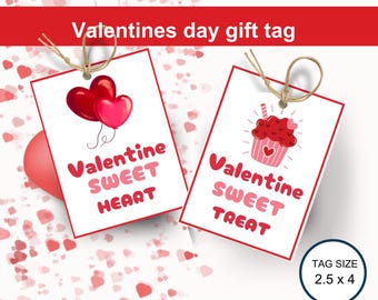 Valentine's Day Treat Tags, digital printable, instant download