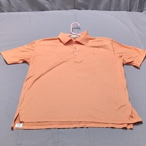 Peter Millar Mens Orange 100% Cotton Short Sleeve Polo Shirt Size Medium Classic