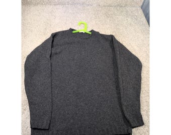Tebe Roma Mens Charcoal Grey Wool Blend Crew Neck Sweater Made in Italy Size L