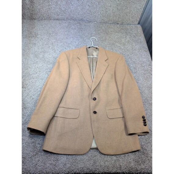 Land's End, Lands End Mens Camel Hair Lambswool Blazer Sport Coat Tan Made in USA 43R