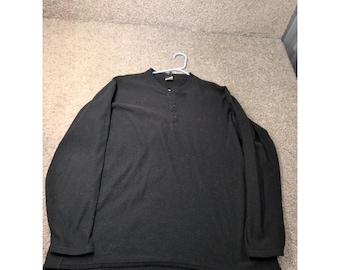 Patagonia Capilene Fleece Henley Pullover Mens XL Black Long Sleeve Made in USA