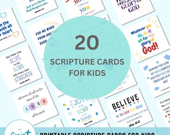 Kids Bible Verse Cards, Scripture Memory Cards (Digital Download)