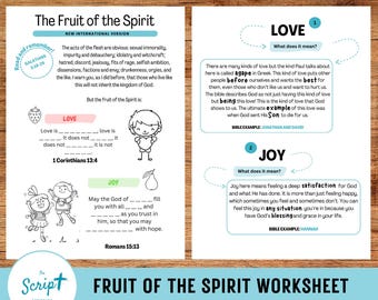 Fruit of the Spirit Worksheet, Bible Coloring Pages (PDF)
