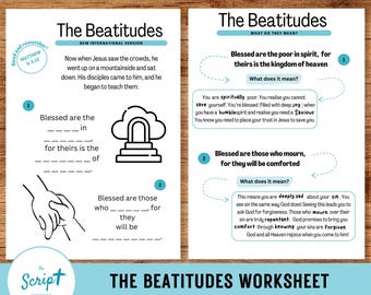Beatitudes Kids Bible Worksheet, Sunday School Activity (Digital Download)
