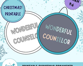 Printable Isaiah 9:6 Ornaments, Christmas Paper Ornaments, Printable Ornaments craft for kids, Printable Ornament activity,