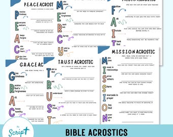 Bible Acrostics, Learn And Grow in Jesus and God, Kids Faith Builder, Study Sunday School Printable, Church Bible learning sheets