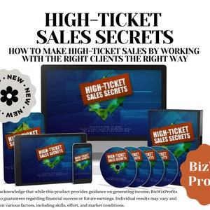 eBook-gids met high-Ticket Sales Secrets met bonussen, educatieve gids, passief inkomen, online geld verdienen