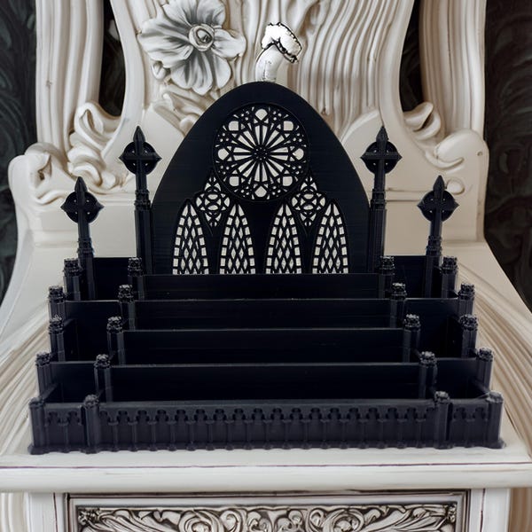 Gothic Cathedral Makeup Organizer | 3D Printed Gothic Desk Storage & Home Decor