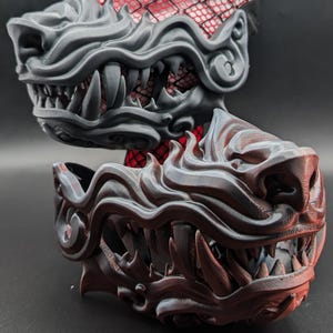 Wolf Mask - Articulated | Okami Wolf Half Mask | Movable Jaw Mask | Wolf Cosplay Furry Mask | Japanese Demon Wolf Wearable Cosplay Mask