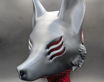 6 Eyed Kitsune Mask | Kitsune Cosplay Mask | Mythical Fox Mask with Adjustable Strap and Custom Color