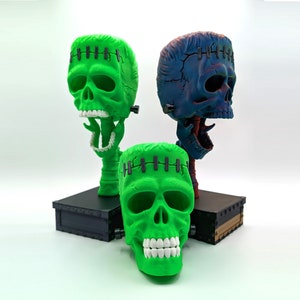 Frankenstein Skull and Spine Halloween Desk Decor