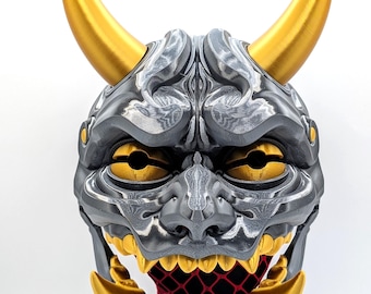 Oni Articulated Mask | Movable Jaw Oni Mask | Samurai Oni Cosplay Mask | Customizable Japanese Demon Mask | Movable Jaw Anime Mask