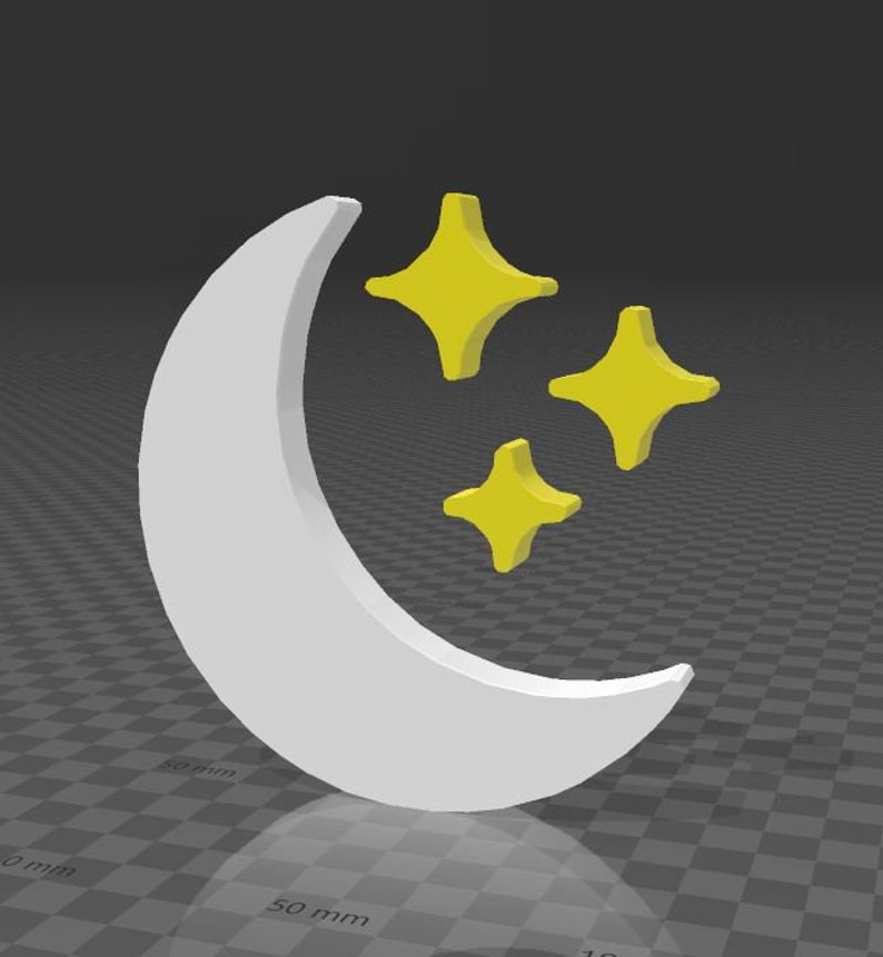 Basic Moon Stl Moon and Stars 3d Model Stl File for 3d Printing Download File Sky File ...