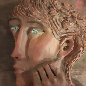 Clay Bas Relief Contemplating Woman Etsy