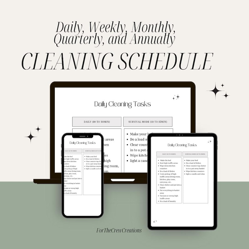 Complete Digital Cleaning Schedule | Daily, Weekly, Monthly, Quarterly ...