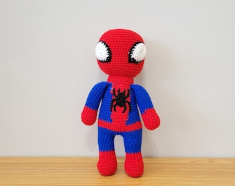 Crochet Spiderman - Amigurumi - attachment doll, Handmade Superhero stuff animal,  Kids Toy, Spider Crochet Toy, Gift For Boy,Spider Plushie