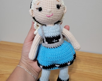 Crochet Elsa,Frozen doll, Amigurumi, attachment doll,Gift for Daughter,Baby Girl gift, Gift, Birthday Gift,Princess Plush Toy, Princess Doll