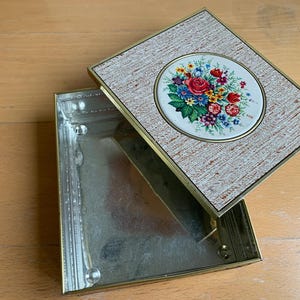 Vintage Tin Box with Floral Design