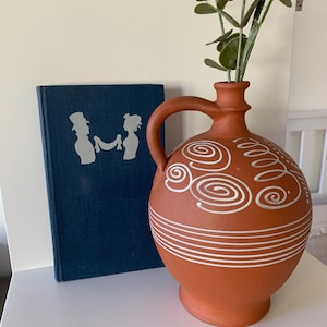 Vintage Rustic Country Terracotta Vessel / Antique Jug / Old Clay Unglazed Vase / Traditional Decorative Clay Jug