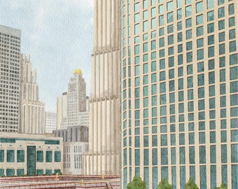 Modern Urban Skyscrapers | Cityscape Printable Digital Art