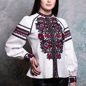 Ukrainische bestickte Leinenbluse, Vyshyvanka Bluse, weißes Vyshyvanka Boho Ethnic Shirt Boho Chic Bauer, Geschenk für Sie, Geschenk für Frau