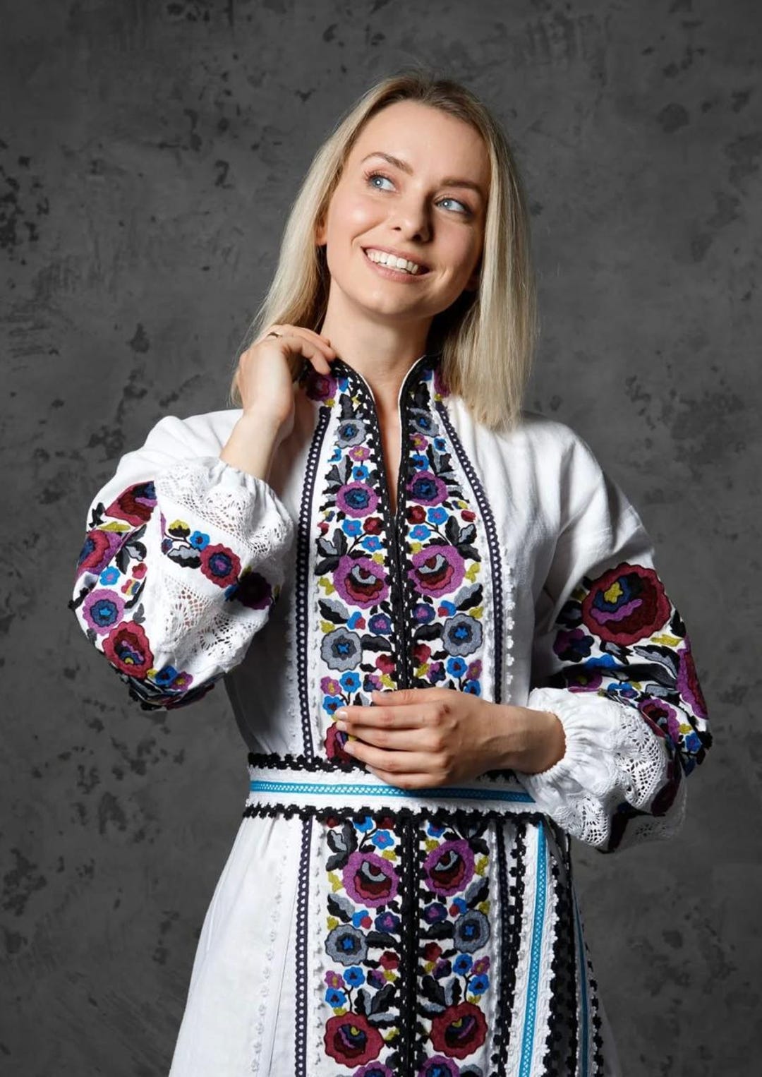 Handmade Ukrainian Embroidered Linen Dress, Boho Floral Vyshyvanka - Etsy