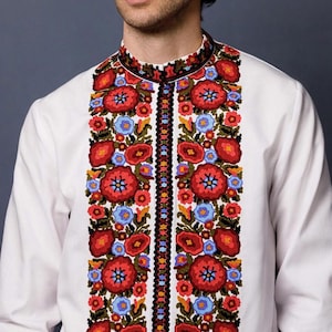 Men’s White Linen Embroidered Shirt | Ukrainian Vyshyvanka | Festival & Summer Outfit