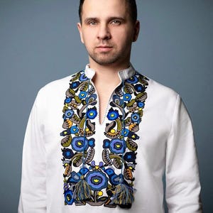 Men&#39;s Linen Vyshyvanka, Ukrainian Embroidered Shirt, White Sorochka, Organic Clothing, Festival Shirt, Summer Shirt, Gifts for Boyfriend