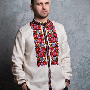White vyshyvanka, Ukrainian Embroidered Shirt, Organic Clothing, Floral Embroidered Shirt, Festival Shirt, Summer Shirt, Gifts for Boyfriend