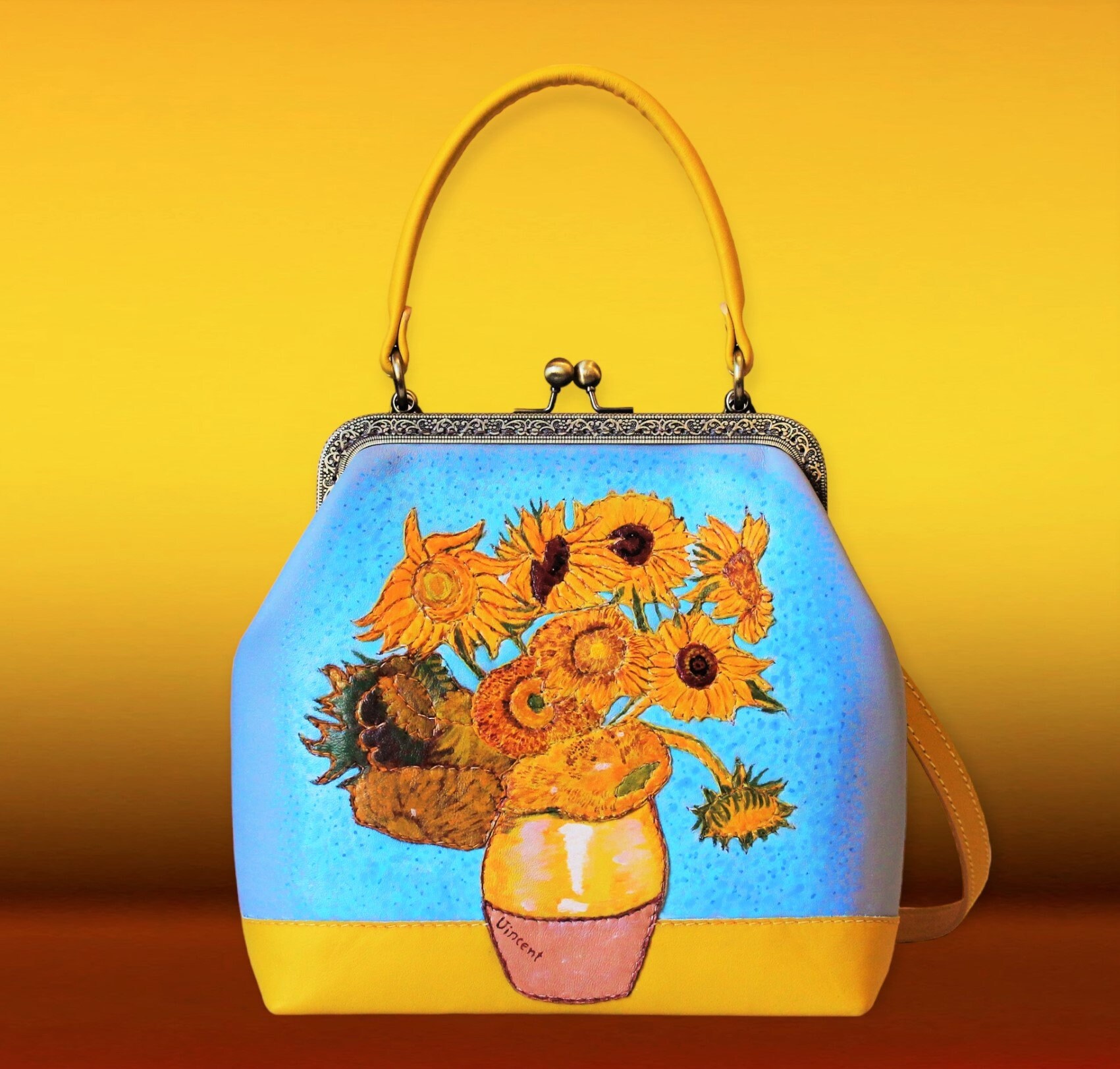Borsa In Pelle Dipinta A Ano –LA NOTTE STELLATA DI VAN GOGH - Borse Donna, Zainetto, Borse A