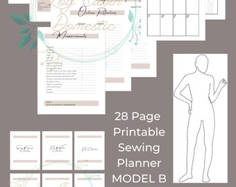 28 Page Printable PDF Sewing Planner Journal with Realistic Body Models Model B