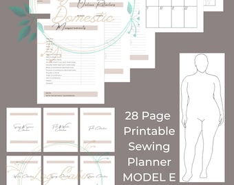 28 Page Printable PDF Sewing Planner Journal with Realistic Body Models Model E