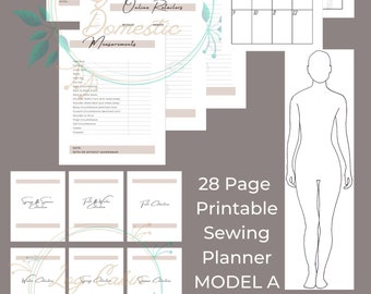 28 Page Printable PDF Sewing Planner Journal with Realistic Body Models Model A