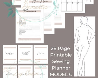 28 Page Printable PDF Sewing Planner Journal with Realistic Body Models Model A