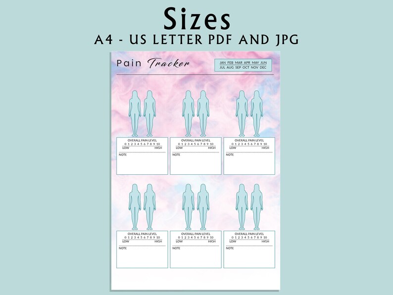 Pain Tracker, Printable Pain Tracker, Chart Monthly Symptom Frequency ...