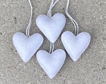 White felt heart ornament set of four, Christmas, Valentine's day, Wedding favors