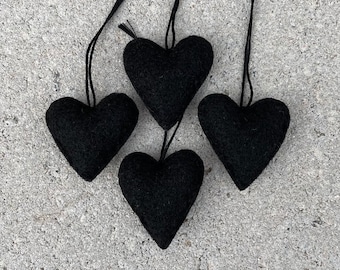 Black felt heart ornament set  Christmas, Valentine's day, Wedding favors