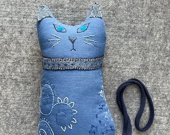 Kitty cat doll embroidered cat decoration Shelf sitter blue cat make an offer