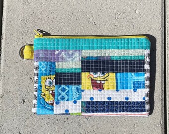 Patchwork zippy pouch Scrappy zipper bag SpongeBob fan make an offer