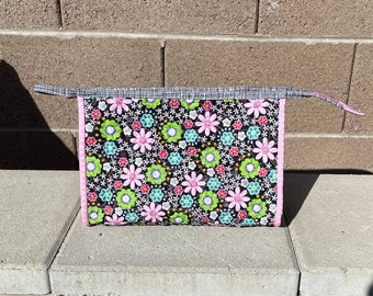 Zippy patchwork pouch zipper bag open wide