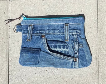 Denim zippy pouch zipper bag card and money zip  purse make an offer