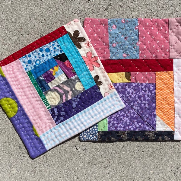 Snack mat Tea mat mug rug mini patchwork quilt glorified coaster set of 2 make an offer