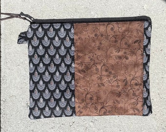 Black and brown flat zippy pouch zipper bag make an offer