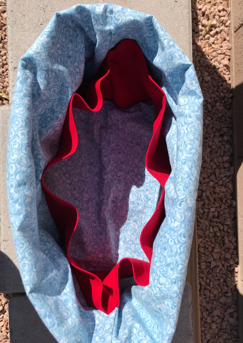 Drawstring bag with pockets Huge project bag Sweater Knitting bag Large Finch Bucket