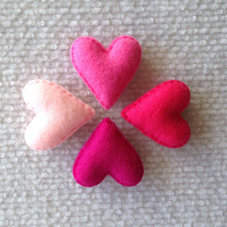 Pink felt heart set , wedding favors, birthday, Valentine's Day, baby shower, nursery decor image 5