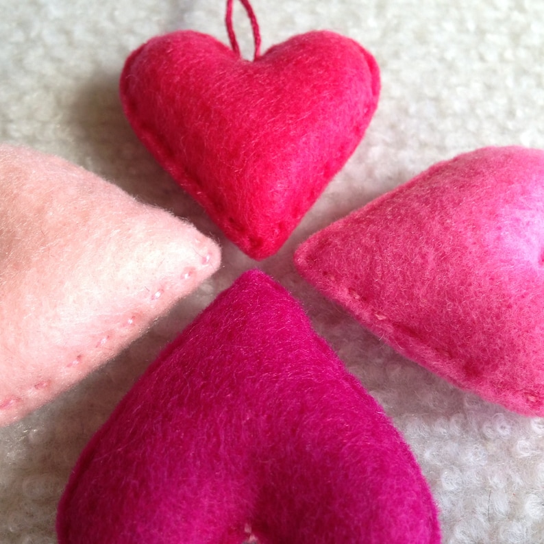 Pink felt heart set , wedding favors, birthday, Valentine's Day, baby shower, nursery decor image 3