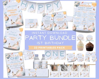 First Trip Around the Sun Birthday Bundle: Space Party Decor (Digital Download)
