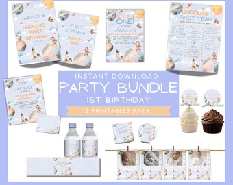 First Trip Around The Sun 1st Birthday Invitation Bundle (Digital Download)