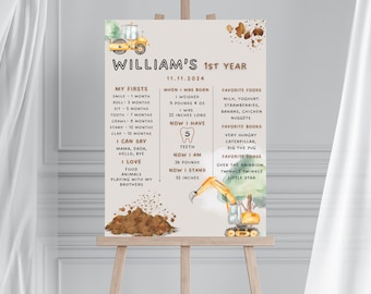 Construction 1st Birthday Milestone Sign: Dump Truck Party (Digital File)